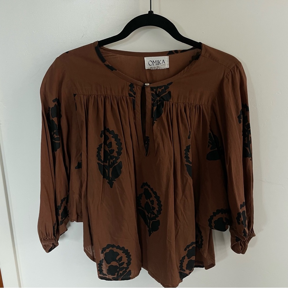 Anthropologie block print blouse